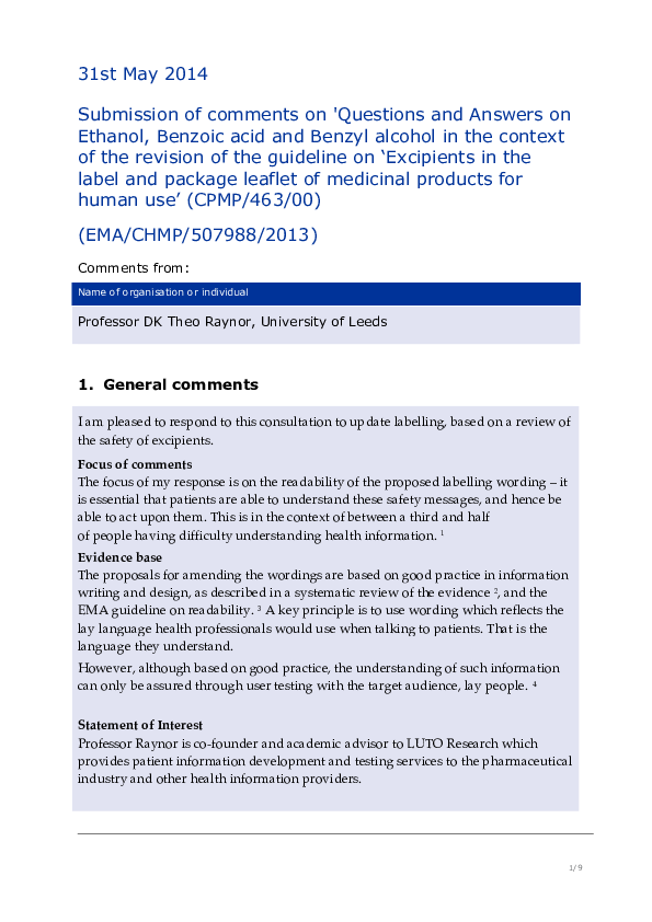  pdf response to european medicines agency consultation questions