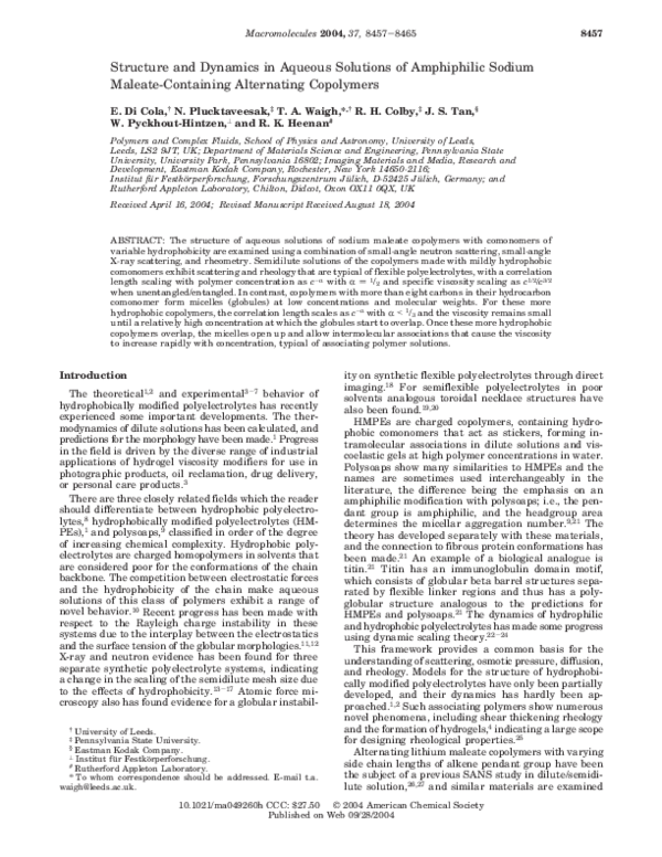 (PDF) Structure and Dynamics in Aqueous Solutions of Amphiphilic Sodium ...
