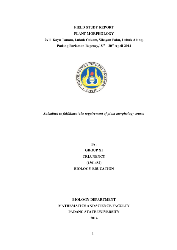 (DOC) Field Study Report Plant Morphology Tria Nency Academia.edu