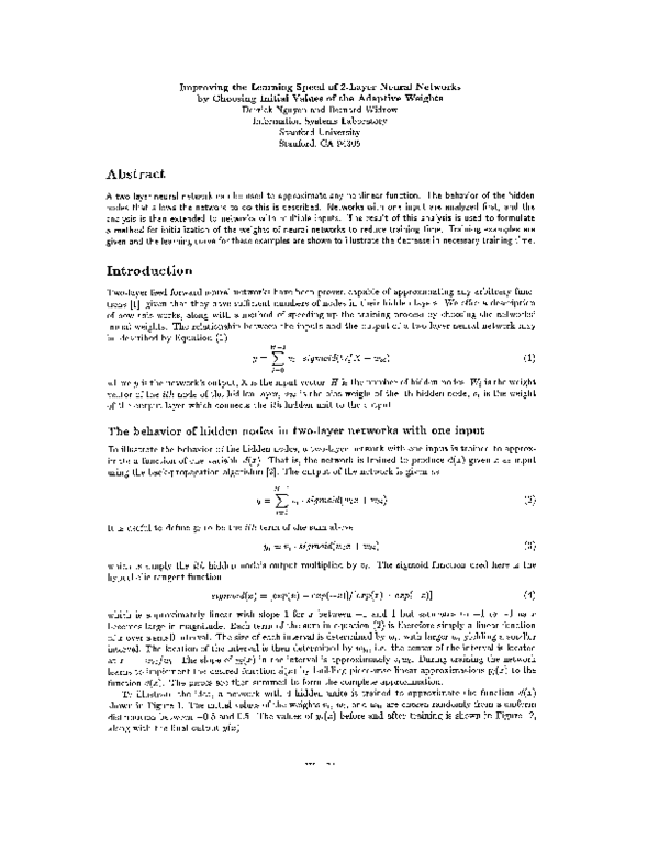 (PDF) Improving the learning speed of 2-layer neural networks by ...