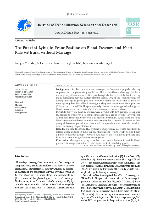 (PDF) The Effect of Lying in Prone Position on Blood Pressure and Heart ...