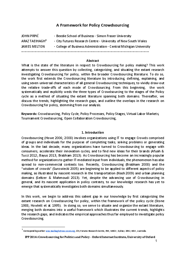 (PDF) A Framework for Policy Crowdsourcing - Oxford IPP 2014
