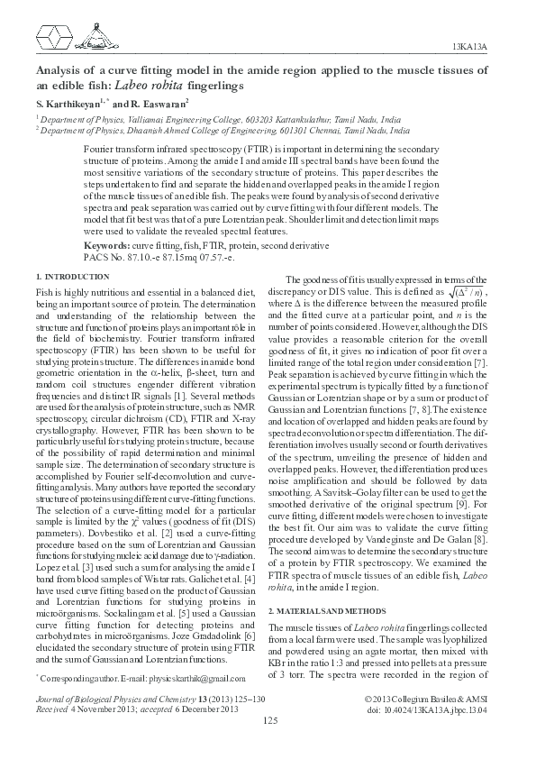 Analysis of a curve fitting model in the amide region applied to the ...