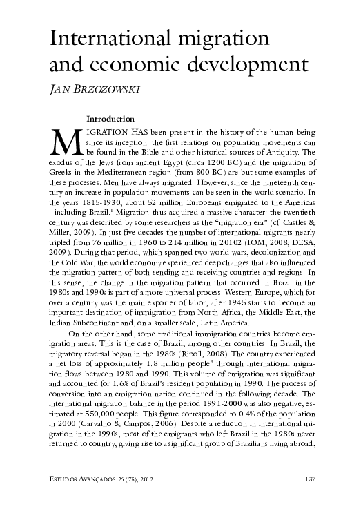 International Migration And Economic Development