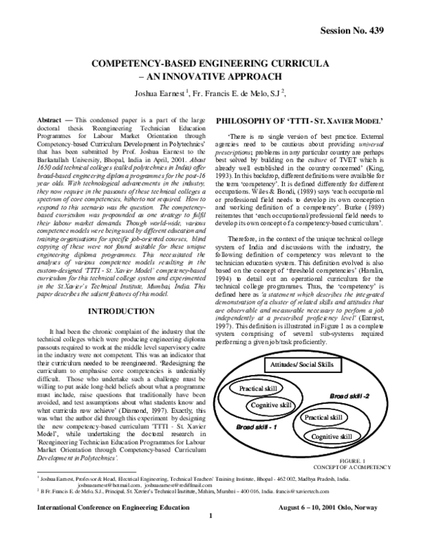 (PDF) Competency-Based Engineering Curricula – An Innovative Approach