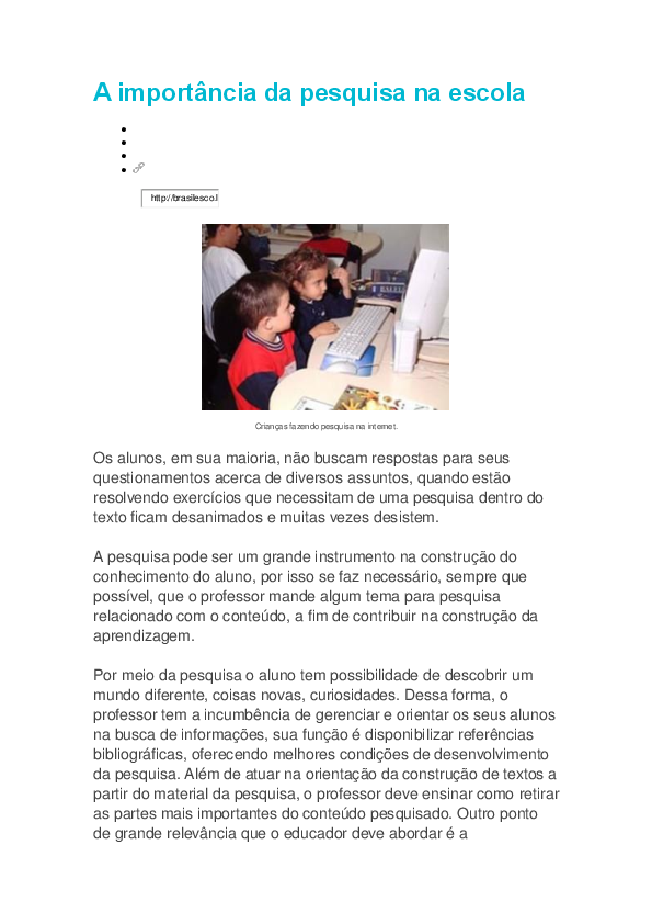 (DOC) A importância da pesquisa na escola