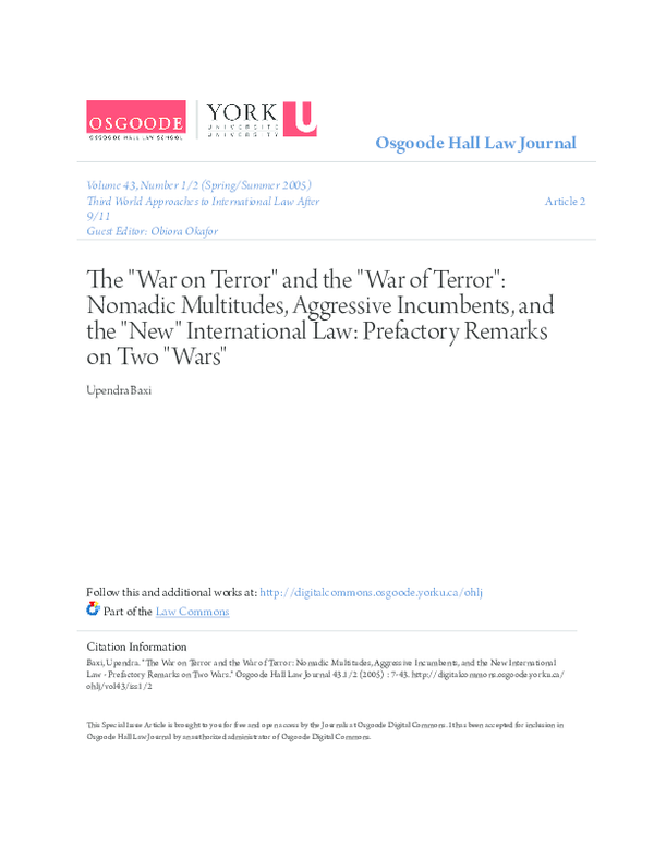 (PDF) An Analysis of Executive Order 13224 and the