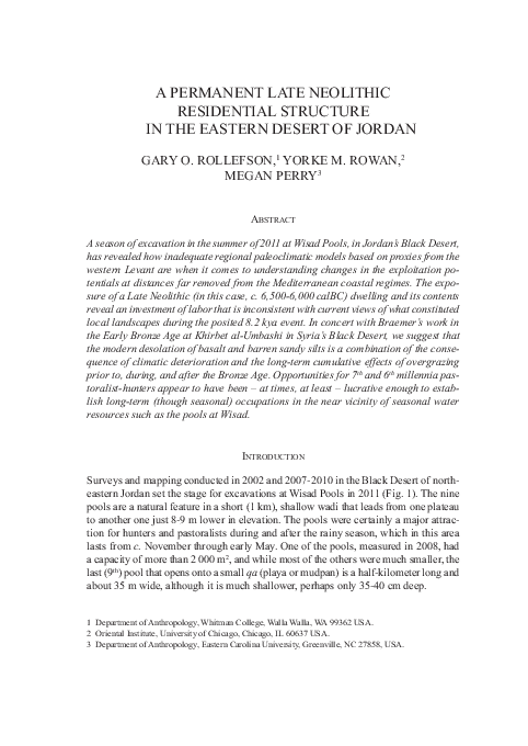 (PDF) A Permanent Late Neolithic Residential Structure in the Eastern ...