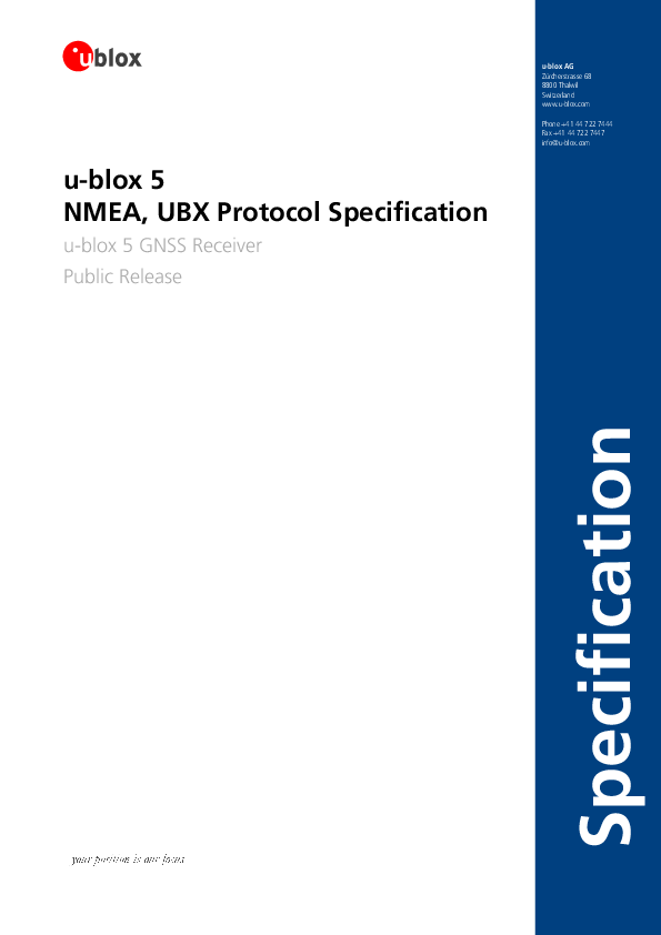(PDF) u-blox 5 NMEA, UBX Protocol Specification u-blox 5 GNSS Receiver ...