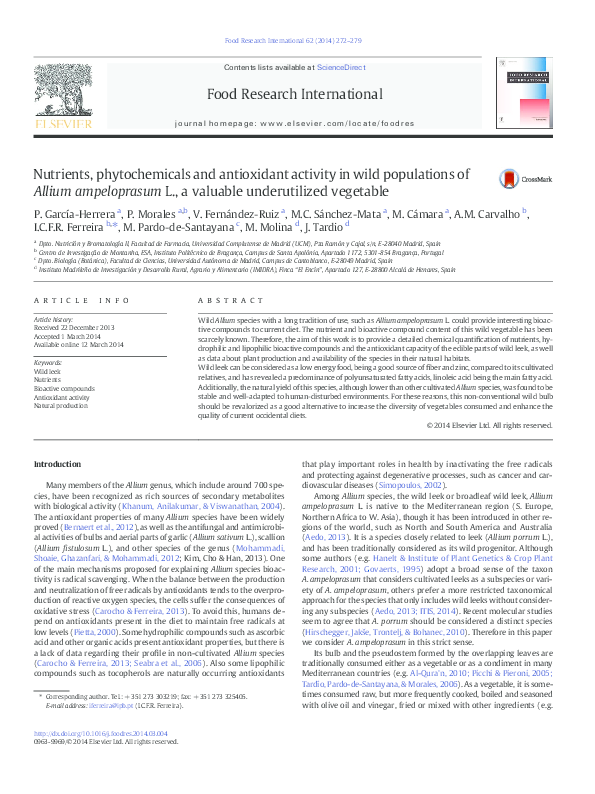 (PDF) Nutrients, phytochemicals and antioxidant activity in wild ...
