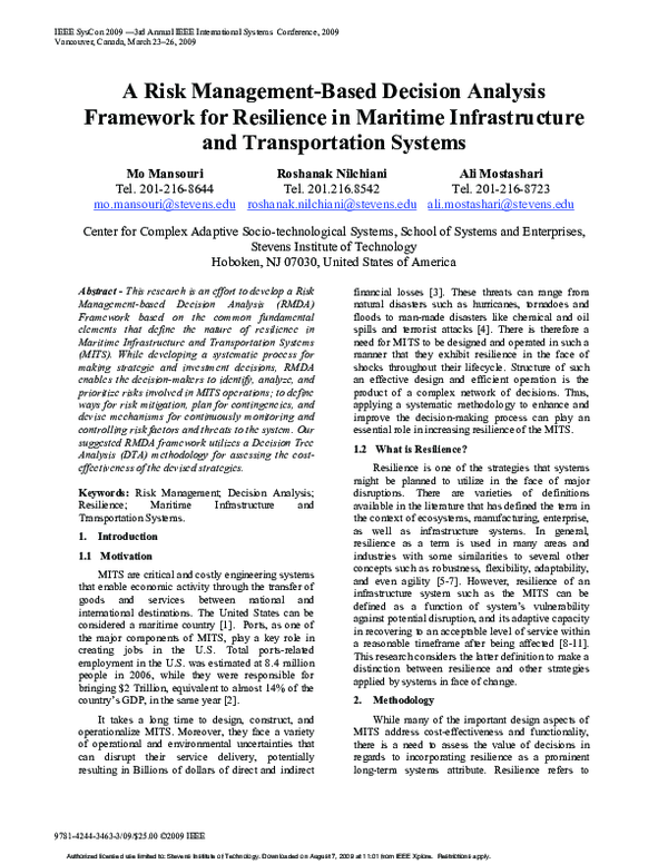 (PDF) A risk management-based decision analysis framework for ...