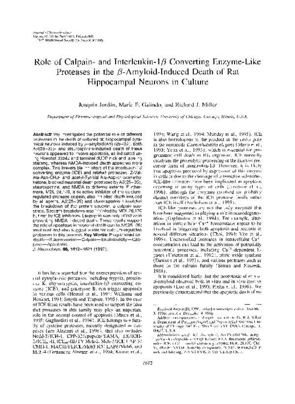 (PDF) Role of Calpain and Interleukin1β Converting Enzyme-Like ...