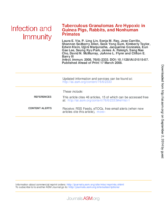 (PDF) Tuberculous Granulomas Are Hypoxic in Guinea Pigs, Rabbits, and