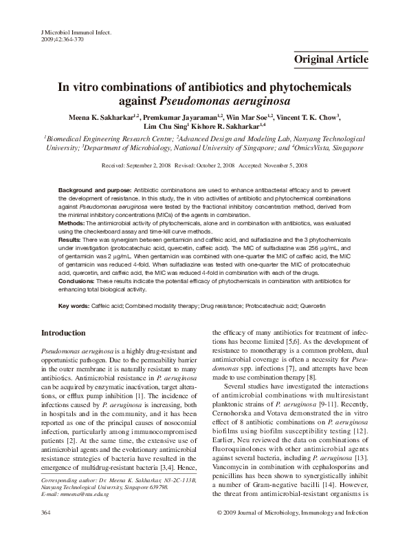 (PDF) In vitro combinations of antibiotics and phytochemicals against ...