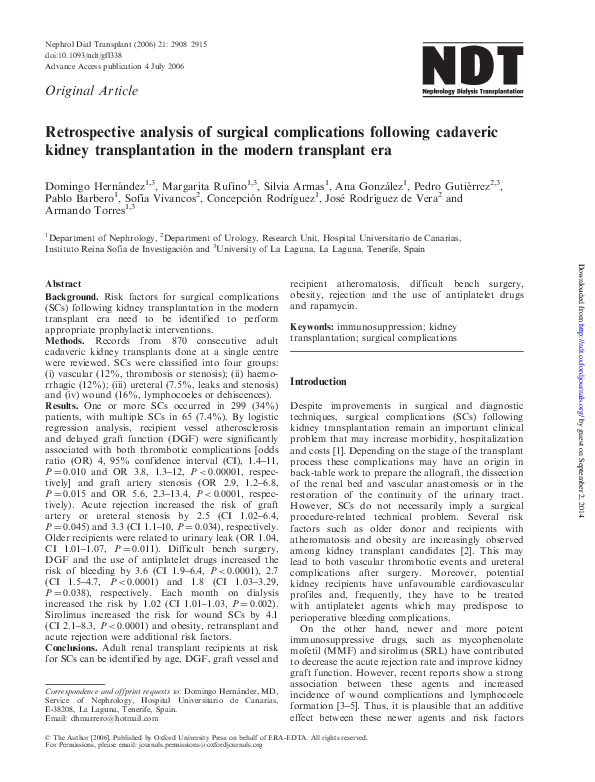 (PDF) Retrospective analysis of surgical complications following ...