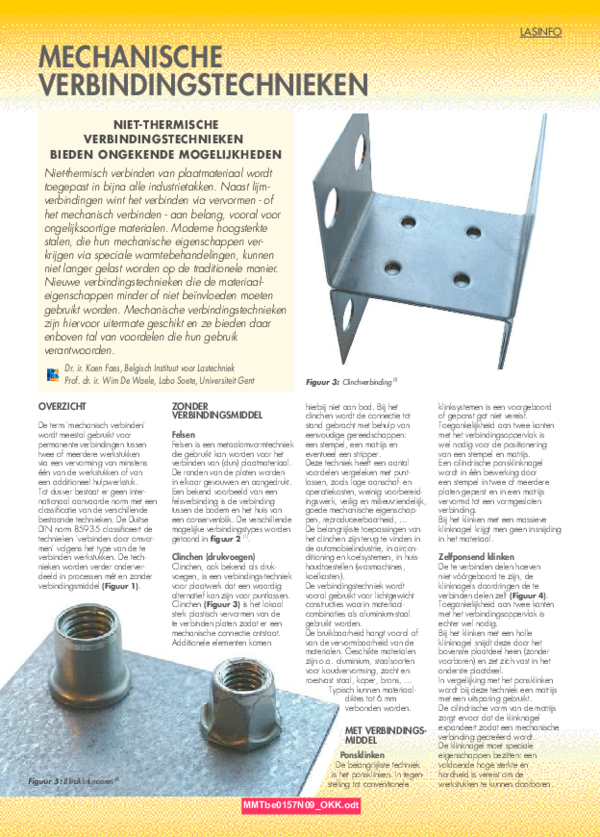 (PDF) Mechanische verbindingstechnieken - Niet-thermische ...