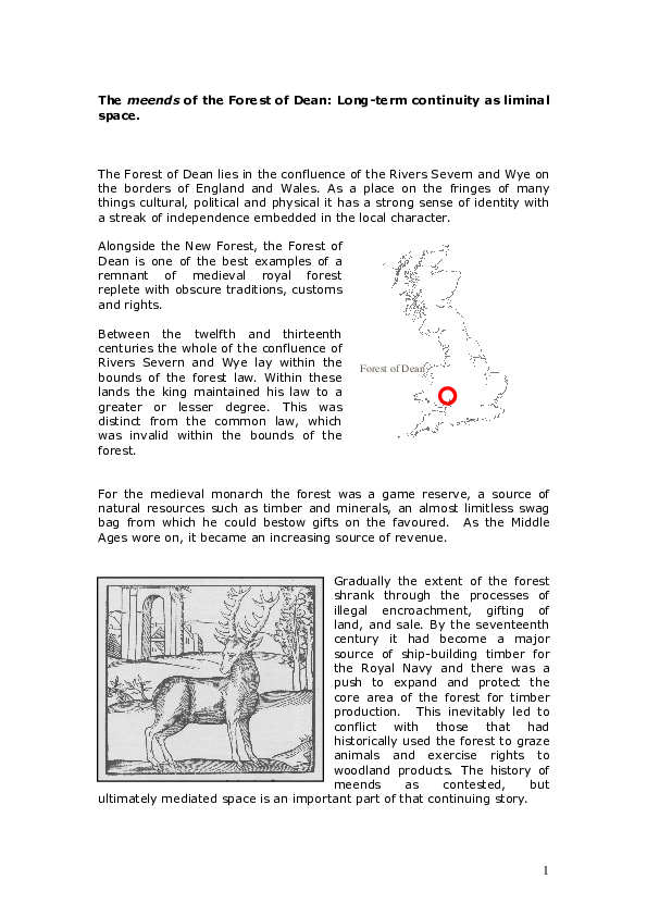 (PDF) The meends of the Forest of Dean Longterm continuity as liminal space. Ben Lennon