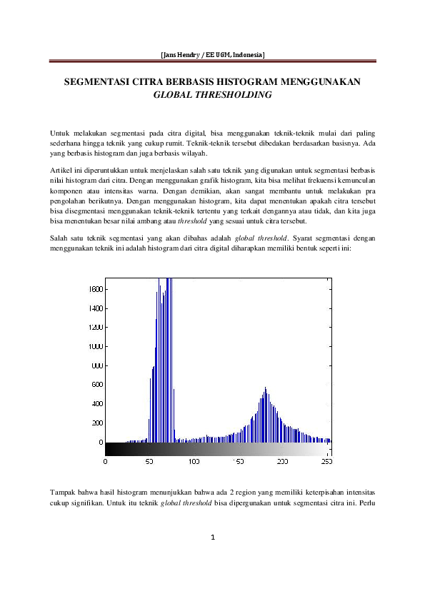 (PDF) Jans Hendry / EE UGM, Indonesia] SEGMENTASI CITRA BERBASIS ...