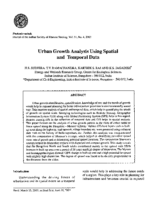 (PDF) Urban growth analysis using spatial and temporal data