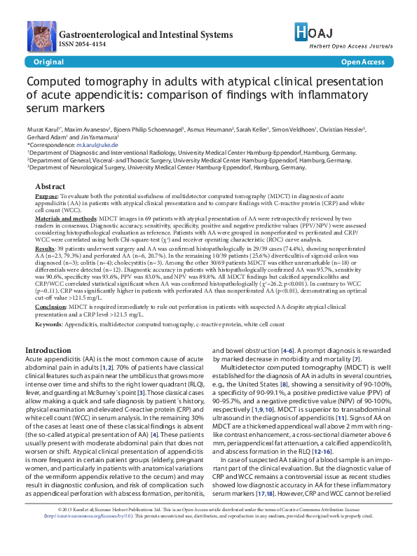 (PDF) Computed tomography in adults with atypical clinical presentation ...
