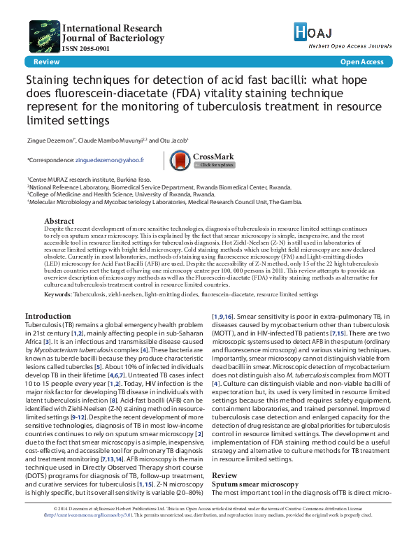 (PDF) Staining techniques for detection of acid fast bacilli: what hope ...