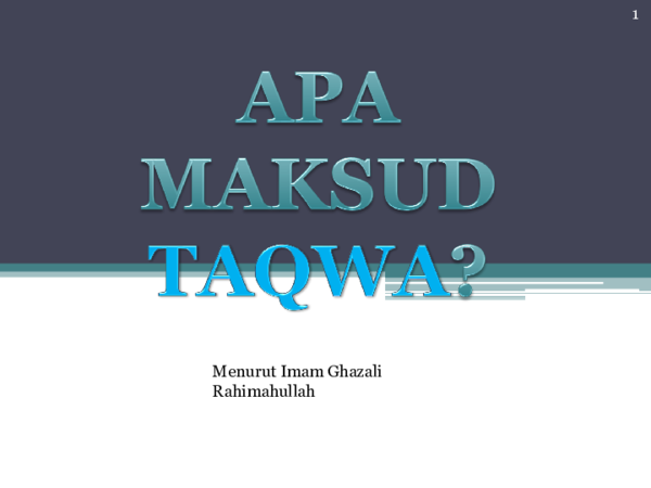 Ppt Maksud Taqwa Matt Muruku Academia Edu