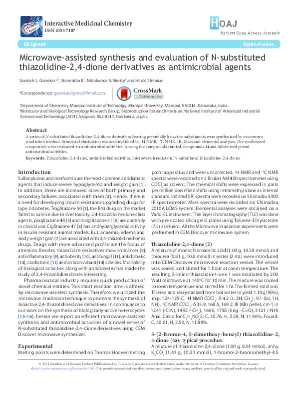(PDF) Microwave-assisted synthesis and evaluation of N-substituted ...