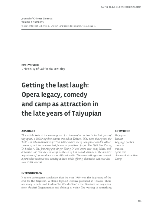 (PDF) Getting the last laugh: Opera legacy, comedy and camp as ...