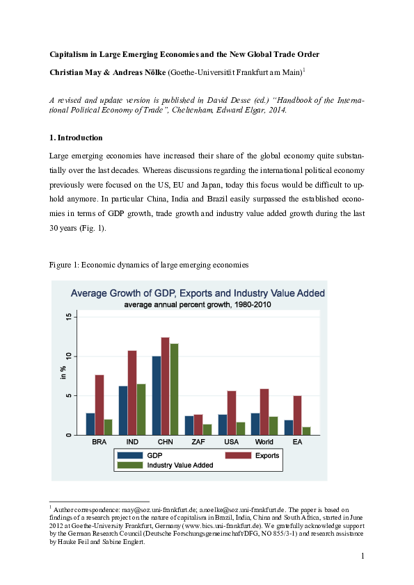 (PDF) Capitalism in Large Emerging Economies and the New Global Trade Order