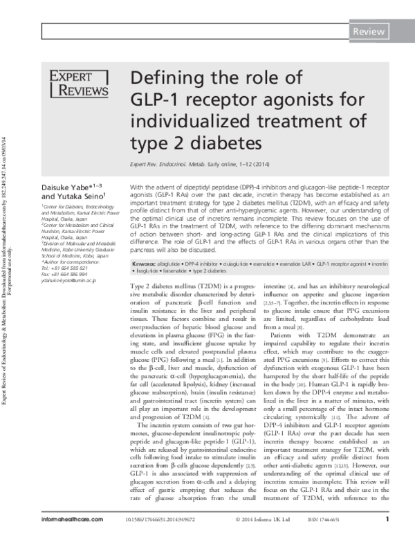 Picture of (PDF) Defining the role of GLP-1 receptor agonists for individualized ...