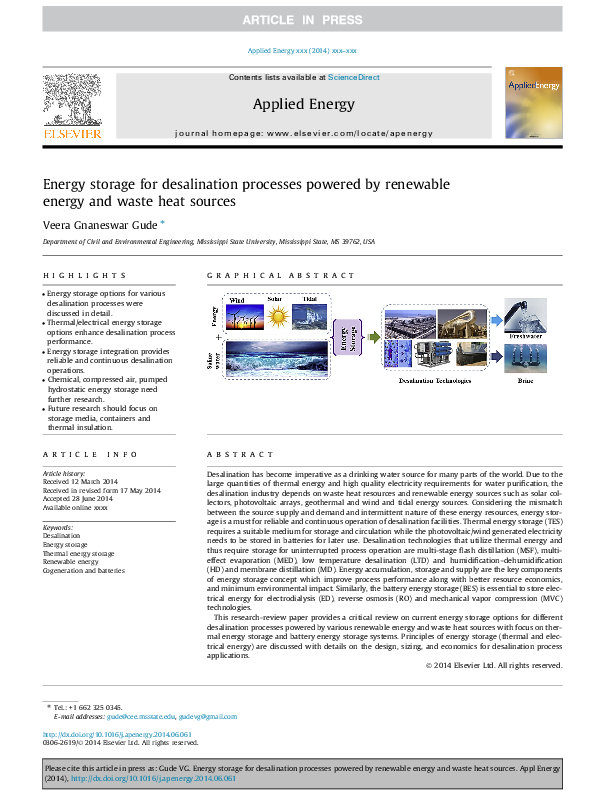 (PDF) Energy Storage for Desalination Processes Powered by Renewable ...