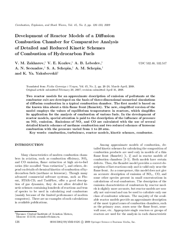 (PDF) Development of Reactor Models of a Diffusion Combustion Chamber ...