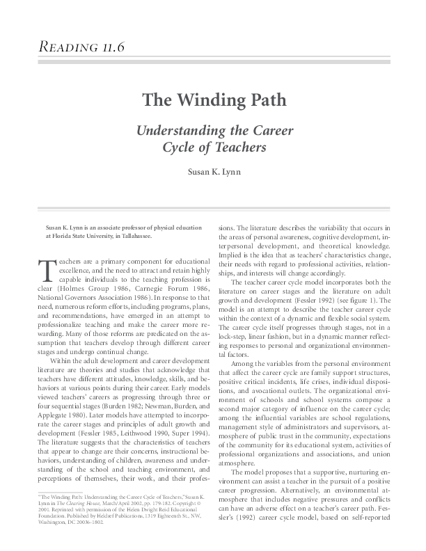 (PDF) The Winding Path Understanding the Career Cycle of Teachers