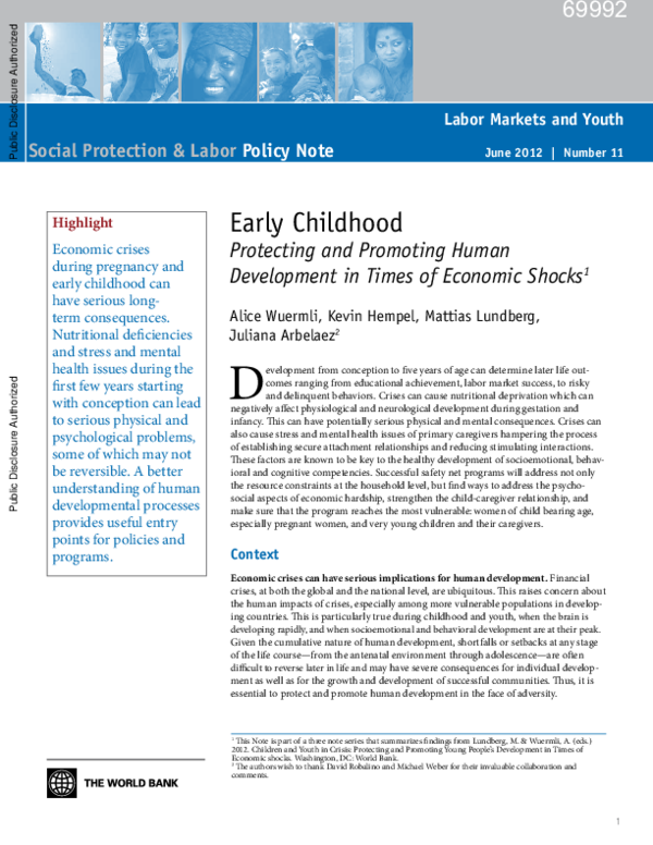 (PDF) Early childhood : protecting and promoting human development in ...