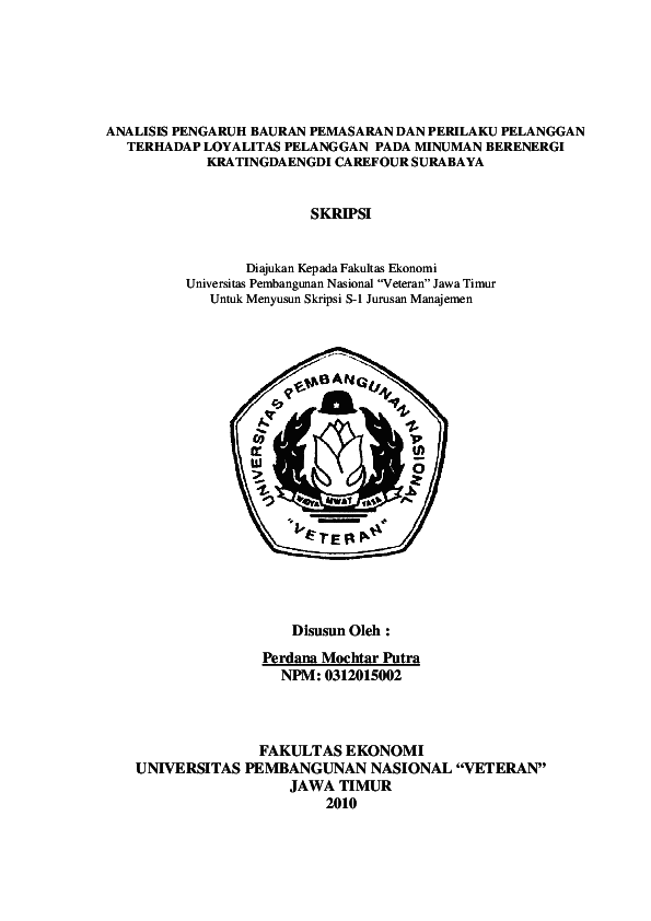 Pdf Analisis Pengaruh Bauran Pemasaran Dan Perilaku Pelanggan Terhadap Loyalitas Pelanggan Pada Minuman Berenergi Imam Apriyana Academia Edu