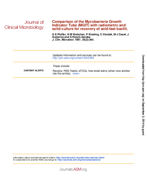 (PDF) Comparison of the Mycobacteria Growth Indicator Tube (MGIT) with ...