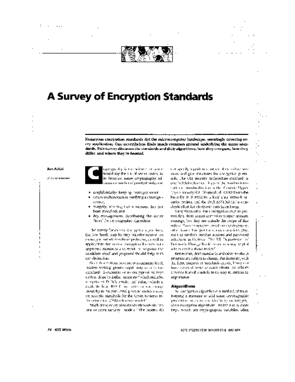 (PDF) A survey of encryption standards