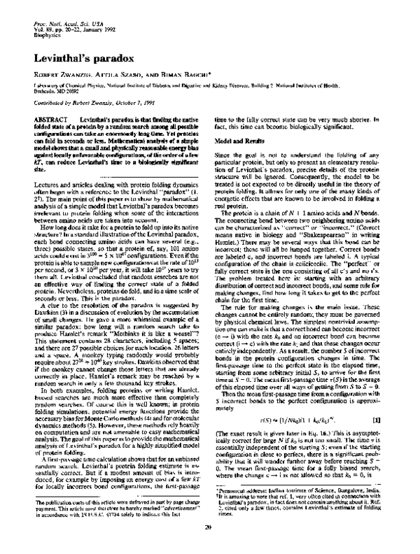 (PDF) Levinthal's paradox Biman Bagchi Academia.edu