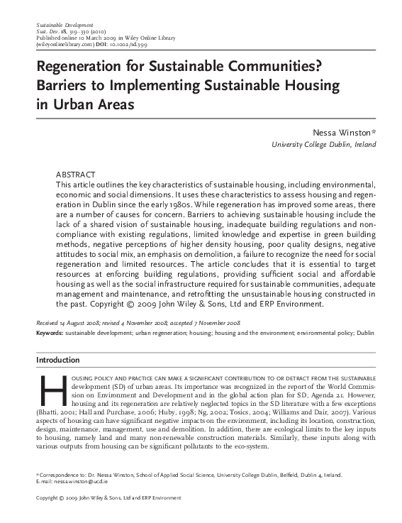 (PDF) Regeneration for sustainable communities? Barriers to ...
