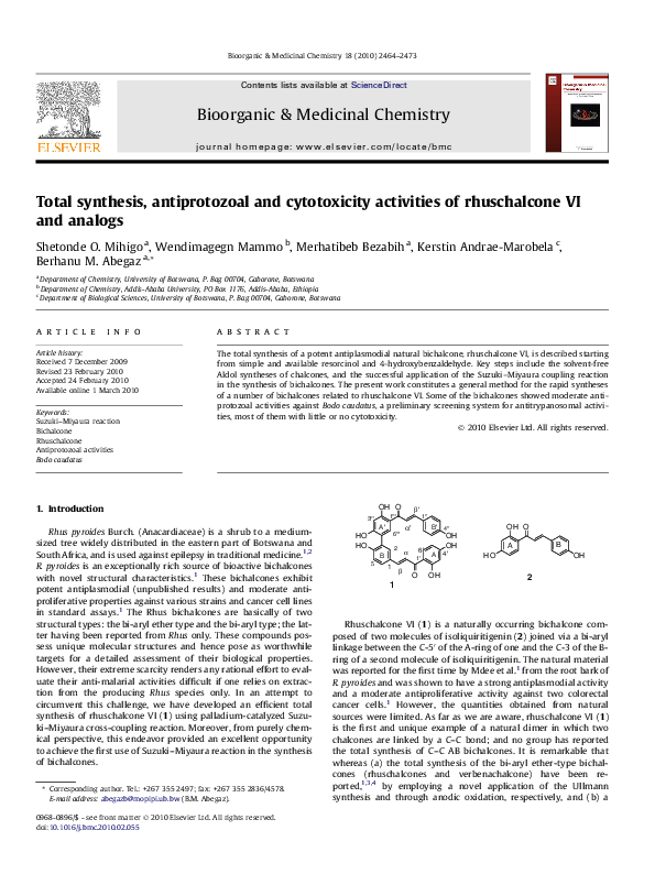(PDF) Total synthesis, antiprotozoal and cytotoxicity activities of ...
