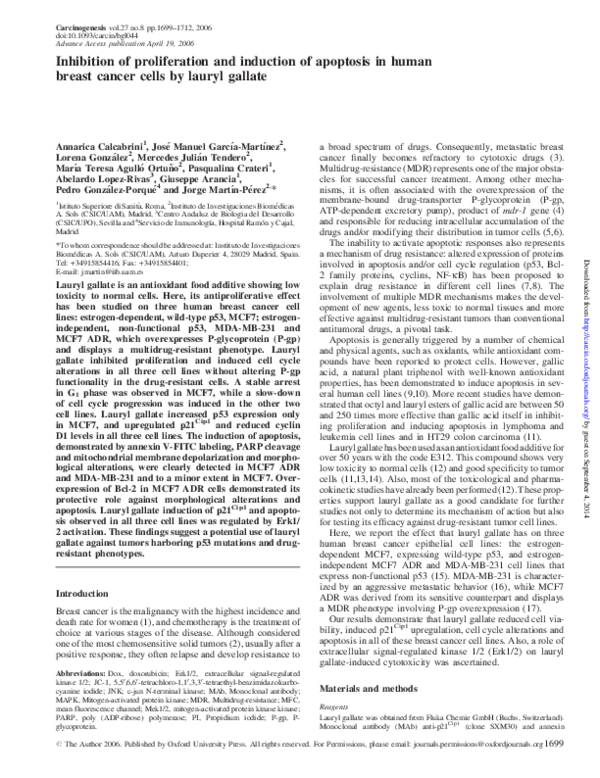 (PDF) Inhibition of proliferation and induction of apoptosis in human ...