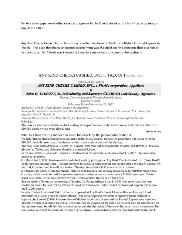 (PDF) Holder in Due COurse Scott Rogerson Academia.edu