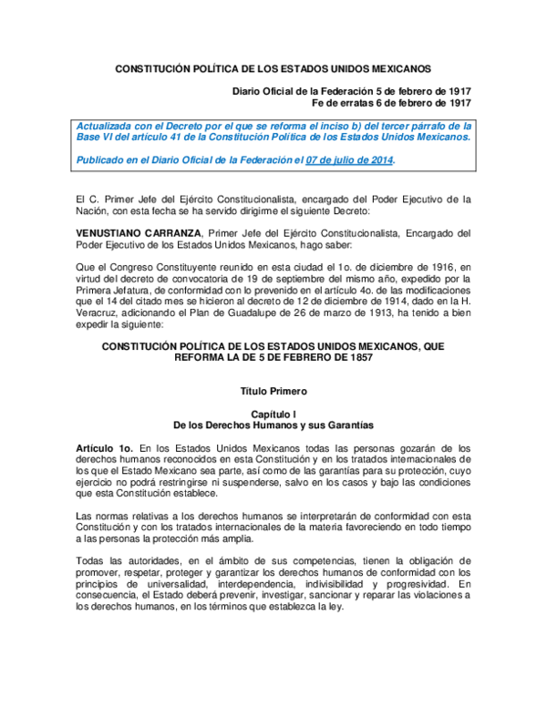 (PDF) CONSTITUCIÓN POLÍTICA DE LOS ESTADOS UNIDOS MEXICANOS ...