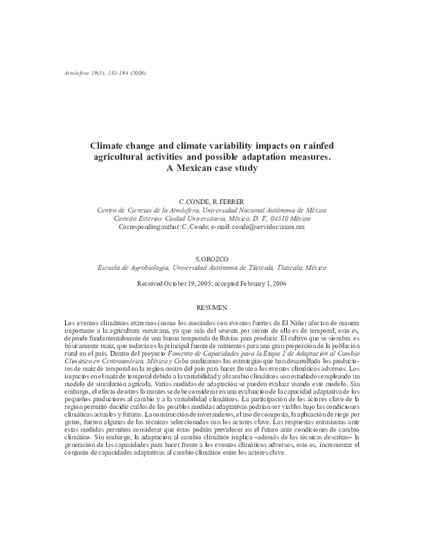 (PDF) Climate change and climate variability impacts on rainfed ...