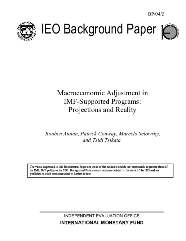 (PDF) IEO Background Paper Independent Evaluation Office Macroeconomic ...