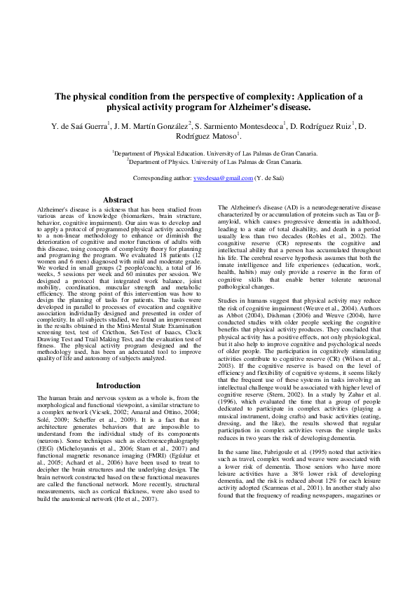 (PDF) The physical condition from the perspective of complexity ...