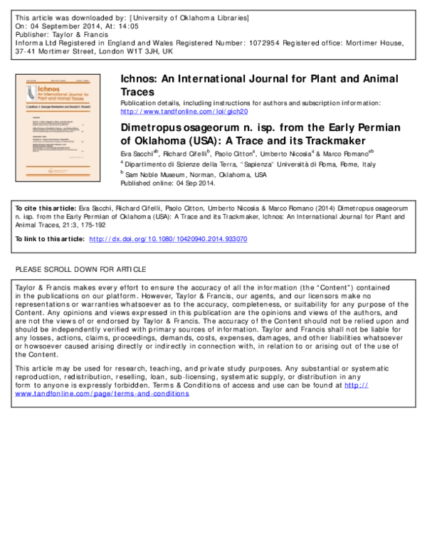(PDF) Dimetropus osageorum n. isp. from the Early Permian of Oklahoma ...