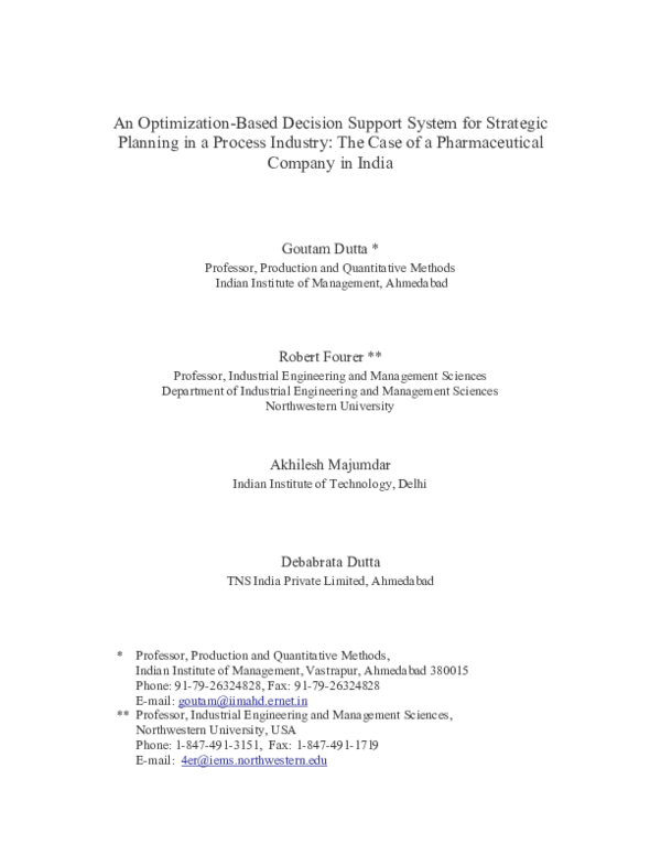 (PDF) An optimization-based decision support system for strategic ...