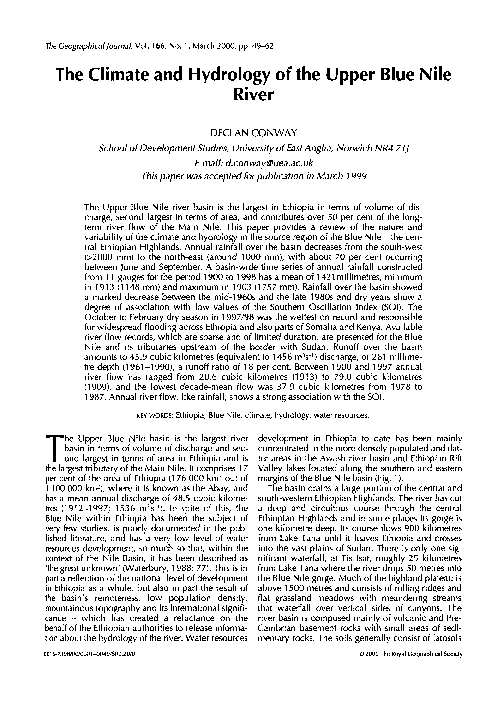(PDF) The climate and hydrology of the Upper Blue Nile River
