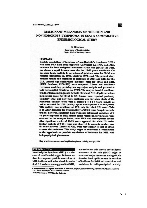 (PDF) Malignant melanoma of the skin and non-Hodgkin's lymphoma in USA ...